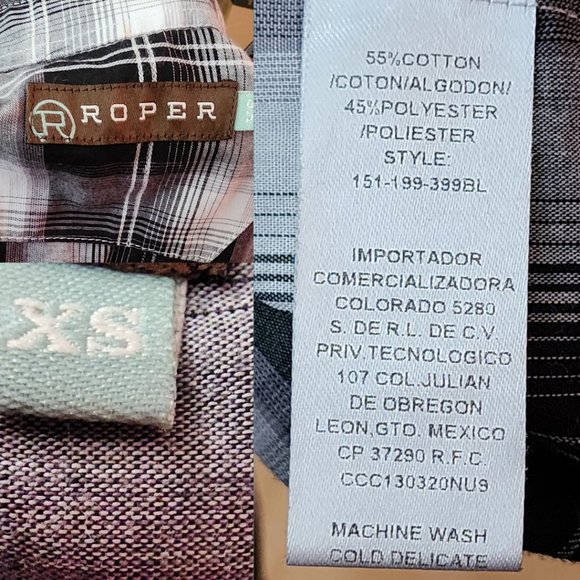 Roper Black Plaid Pearl Snap Western Blouse - Picture 5 of 5